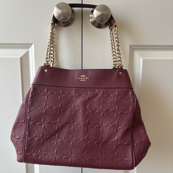 Coach Handbags - *SOLD* Coach Burgundy Embossed Leather Tote